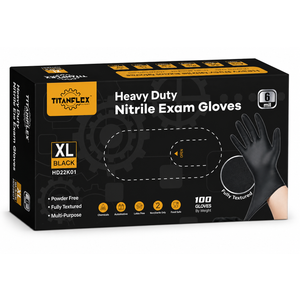 TitanFlex Disposable Nitrile Exam Gloves, 6mil, Black, XL 100ct Box, Heavy Duty, for Cooking, Mechanics, Latex Free, Food Safe Rubber for Food Prep