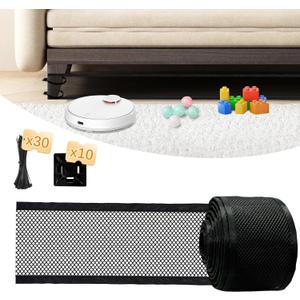 Under Couch Blocker, 4"x 394" Under Furniture Blocker with 30 Cable Ties, Stop Things Going Under Sofa Couch Bed, Couch Blockers for Pets Toys Easy to Install, Black