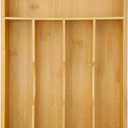 Xoudsdeu Bamboo Silverware Organizer for Drawer, Utensil Organizer, Cutlery Holder and Utensil Tray with Drawer Dividers for Kitchen Flatware Orgazier (5 Slots)