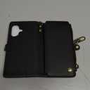 Defencase for iPhone 16 Magnetic Wallet Case Compatible with Magsafe with RFID Blocking Zipper Pocket & Card Holder for Women Men PU Leather Strap Detachable Case for iPhone 16 (6.1 inch), Black