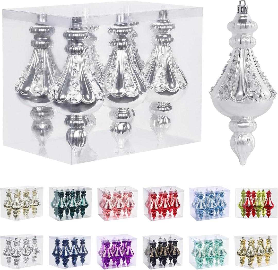 RoseCraft Christmas Ornaments Set, 5.9Inch Plastic Shatterproof Christmas Ball Hanging Ornaments for Xmas Tree Decorations, for Indoor Home Thanksgiving Party Decor - 6 Pcs / Champagne