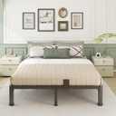 10 inch Queen Size Metal Bed Frame with Round Corner Legs,Headboard Holes,Heavy Duty Steel Slat Support Platform Queen Bed, Mattress Retainer, No Box Spring Needed, Easy Assembly, Squeak Resistant