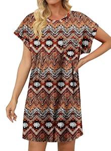 KISSMODA Womens Summer T Shirt Dress Casual Short Sleeve Beach Cover Up Tunic Tops with Pockets (XXL)
