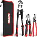 RIZOM 3-Piece Bolt Cutter Pliers Set, 14" Heavy Duty Bolt Cutter, 8" Mini Bolt Cutter, 8" Wire Cable Cutter with Carrying Bag, Cr-V Blade for Cutting Locks, Steel Wire, Barbed Wire, Chains