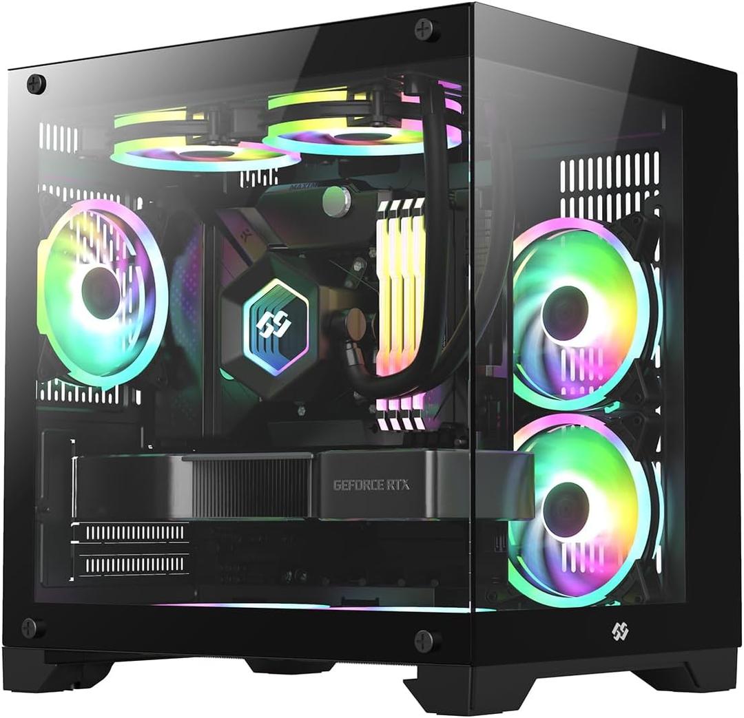 Bgears b-Pellucid MicroATX Gaming PC Case with Infinity Tempered Glass and USB 3.0 x 2. (Fan Sold Separately) (350 x 279 x 375 mm, Black)