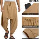 GINGTTO Men's Harem Pants with Pockets Japanese Hippie Joggers for Men Baggy (Brown, XL)