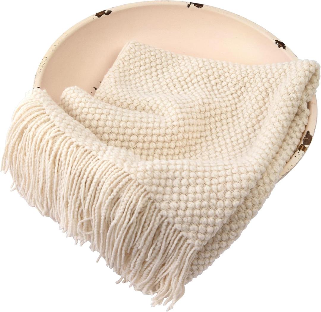 Zeroest Baby Photography Props Basket Braid Wool Wrap Newborn Photo Shoot Baskets Filler Posing Stuffer Background Blanket (Creamy)