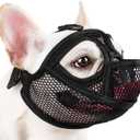 Mayerzon French Bulldog Muzzle, Full Pant Mesh Short Snout Muzzle for Flat-Faced Dogs Shih Tzu Pug English Bulldog for Grooming Vet Visit, Allows to Drink, Prevent Biting Eating (S [Head Cir: 15"-17"], Black)