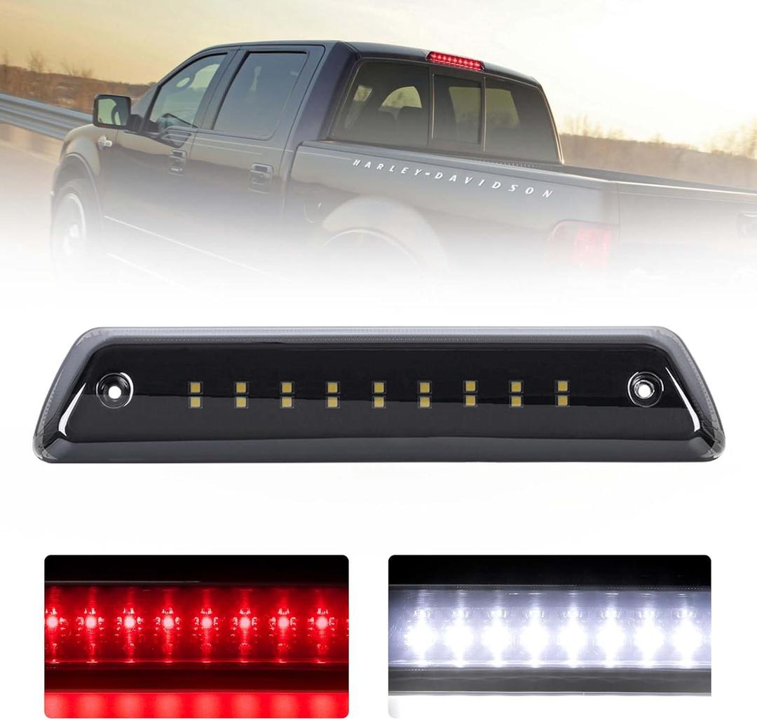 FIERYRED Third Brake Light/Reverse Light Smoked Compatible with 2009-2014 Ford F150 Light,Rear Cab Light,3rd lights Power Saving IP67 Waterproof