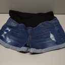 V VOCNI Maternity Denim Shorts Women's Summer High Waist Distressed Cuffed Hem Casual Denim Jean Shorts (XXL)