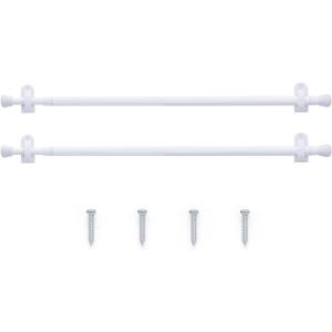 jinchan French Door Curtain Rods, No-Drill Adjustable White Curtain Rods with Adhesive Hooks, 2650 Inch Aluminum 2-Pack for Sheer & Tier Curtains