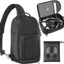 Carrying Case Made for Quest 3/ Quest 2/Vision Pro. Waterproof Travel Sling Quest 3 Bag for VR All-in-One Gaming Headset and Touch Controllers Accessories with DIY Main Compartment and Thicken Pad (Black)