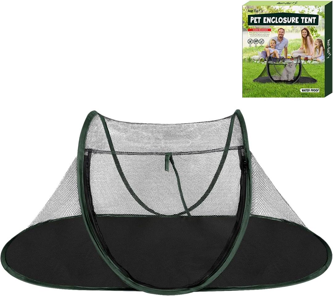 Cat Tent Outdoor, Pet Enclosure Tent Suitable for Cats and Small Animals, Indoor Playpen Portable Exercise Tent with Carry Bag (Dark Green)