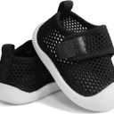Toddler Shoes Baby Girl Boy Soft Breathable Mesh Wide Toe Box Lightweight Non-Slip Slip On First Walking Shoes (3-black)