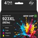 923XL 923e Ink Cartridges Combo Pack for HP Office Jet Pro 8130e 8125e for HP 923 923e 923XL HP923 Ink Cartridges Black and Color Work with HP Printers 8120e 8125e 8130e 8135e 8138e 8139e, 4 Pack
