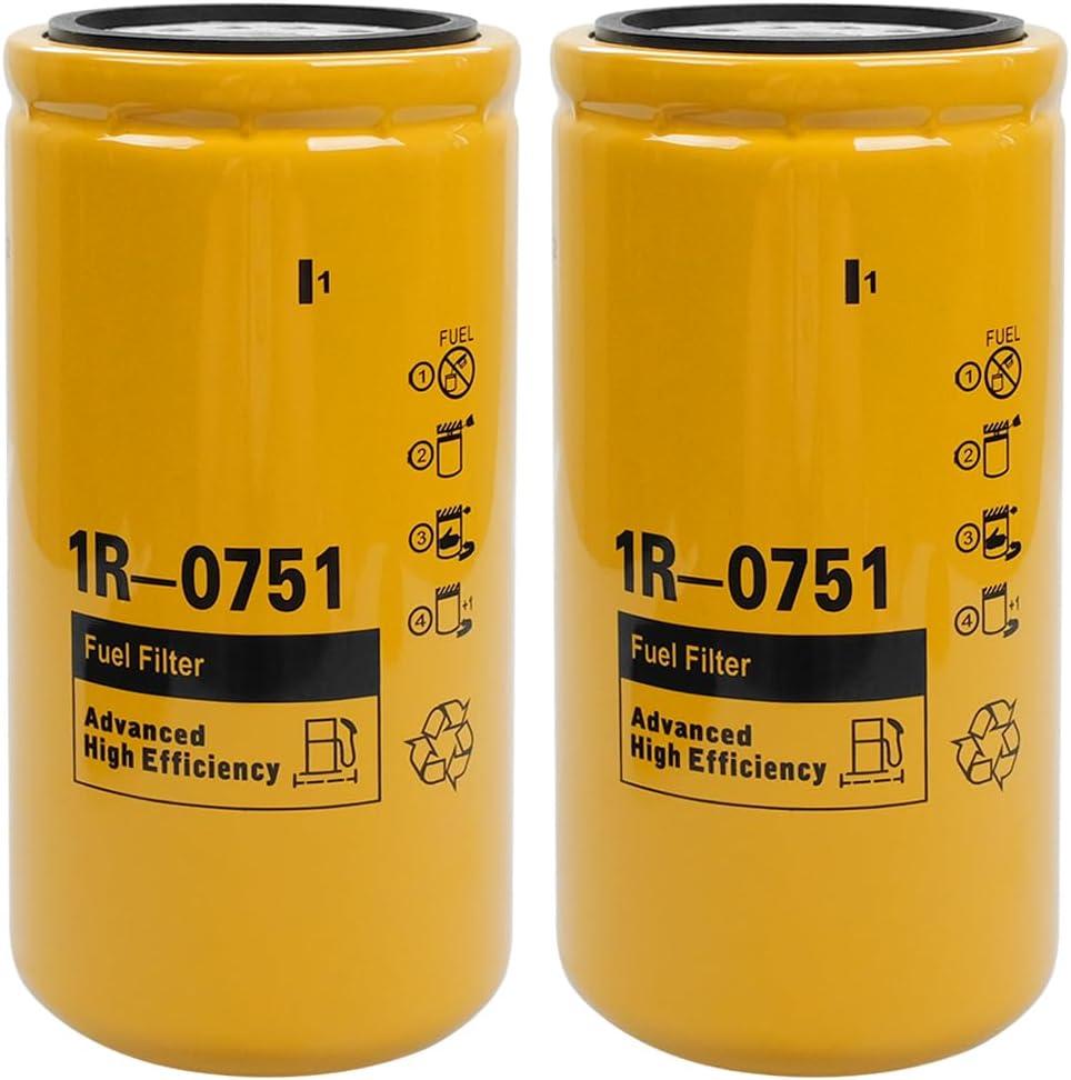2PCS 1R-0751 Fuel Filter Compatible With Caterpillar 3116, 3126, 3306 C7 Engine Replaces BF7634