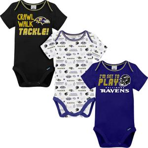 Gerber NFL Unisex Baby Nfl Team 3 Pack Short Sleeve Onesie Bodysuit (3-6 Months)