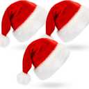 BOSONER Santa Hat: Christmas Hat Adult - Santa Hat for Women and Men - Led Santa Hat (3 Pack)