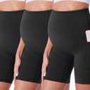 POSHDIVAH 3 Pack Maternity Biker Shorts Over The Belly Summer Comfy Pregnancy Yoga Active Workout Athletic Short Pants 5"/8" S