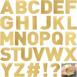 Panelee 145 Pieces 20 Sheets Large Letter Stickers 4 Inch Big Font Alphabet Letter Stickers Self Adhesive for Classroom Window Door Home Decor Mailbox Sign(Gold)