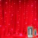 300 LED Curtain Christmas String Lights, Backdrop Fairy Lights With Remote Control USB Power 8 Lighting Modes Window Red Lights for Bedroom, Home, Xmas, Valentines Day Decor - 9.8ft x 9.8ft