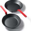 SENSARTE Nonstick Frying Pan Set 2-Piece, Oven Safe Skillets with Swiss Coating, Induction Compatible Chef Pan Set, Dishwasher Safe Cooking Pans, PFOA PFOS Free, 10 and 12 Inch (Red)