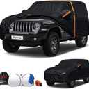 Jeep Wrangler 2 Door YJ TJ JK JL(1987-2026) SUV Cover Waterproof All-Weather,Outdoor Heavy Duty UV-Resistant Full Car Covers with Windshield Sun Shade&Storage Bag(Includes a Towel)