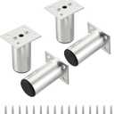 Sumnacon 4PCS Aluminium Alloy Furniture Legs - Round Adjustable Sofa Legs Furniture Cabinet Legs, 3 Inch Funiture Feet for Cabinet Desk Table Chair Sofa Bed, Silver