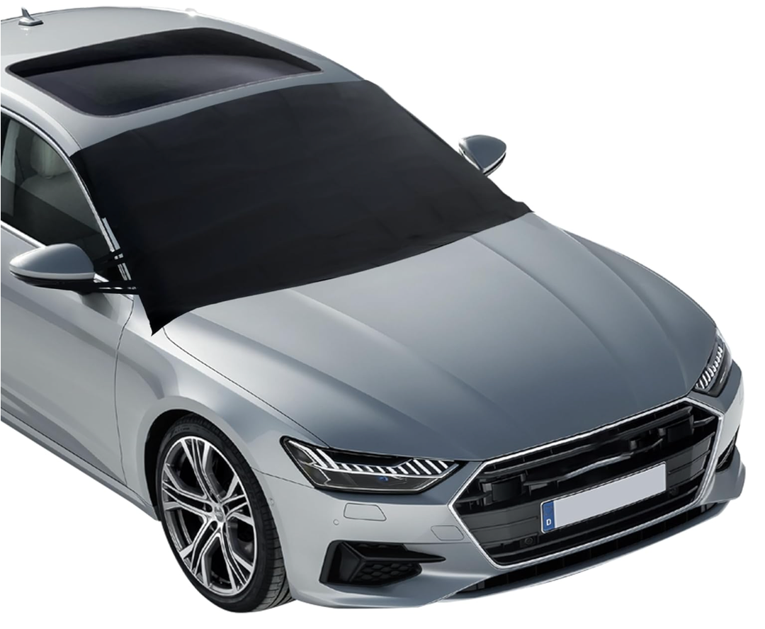 EcoNour Windshield Cover for Ice and Snow  Universal Fit for Car, SUV, Truck, Heavy Duty 600D Oxford Fabric Frost Protector for Ice & Sleet, Includes AntiTheft Straps, Medium (69"x42")