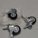 Finnhomy Stem Caster Wheels 2 Inch Heavy Duty Threaded Swivel Casters 5/16" -18 x 1 with Brake Set of 4 Premium Polyurethane Wheels PU Load Bearing 800 Lbs Anti-wear Smooth Casters, Black