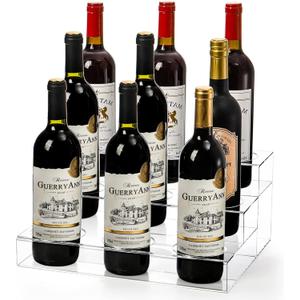 Frcctre 9 Bottles Acrylic Coffee Syrup Organizer Rack, 3 Tier Acrylic Bottle Holder Coffee Syrup Display Stand Shelf Countertop Tiered Storage Holder for Syrups  Dressing