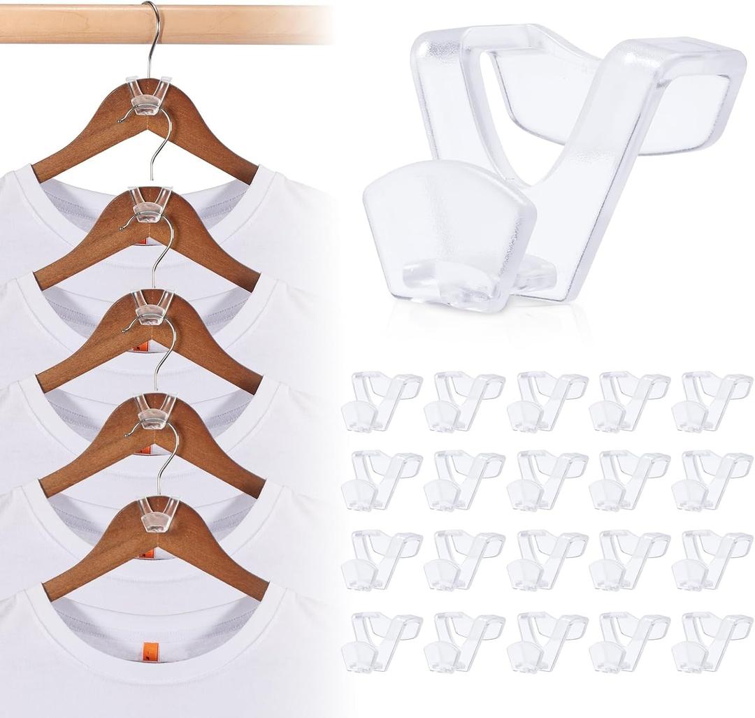 HOUSE DAY Space Saving Hangers 100 Pack, Clear Clothes Hanger Connector Hooks, Heavy Duty Hangers Space Saver, Premium College Dorm Room Essentials, Closet Organizers and Storage