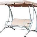 Ymiko Outdoor Swing Canopy, 3 Seat Chair Top Cover Swing Canopy Waterproof Cover for Patio Swing Garden Swing Outdoor (Beige)
