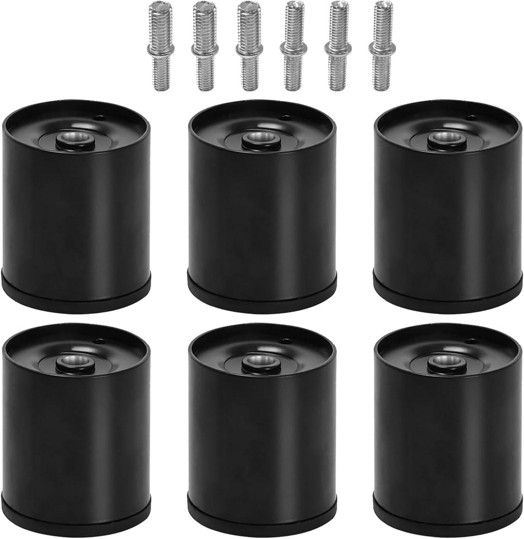 3 inch Metal Bed Legs Replacement for Adjustable Bed Base Frame, Exchangeable Threading Set of 6