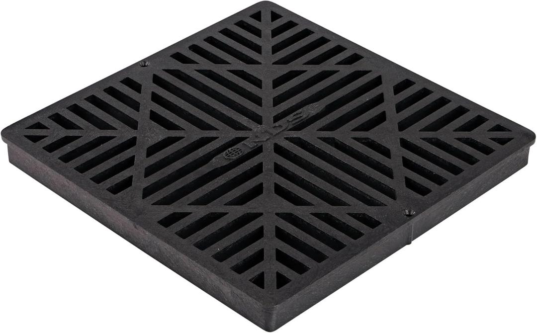 NDS 1211G* Square Catch Basin Drain Grate, Diamond Design, Fits 12-Inch Catch Basin Drain, Risers and Low Profile Adapter, 12-Inch, Plastic, Black