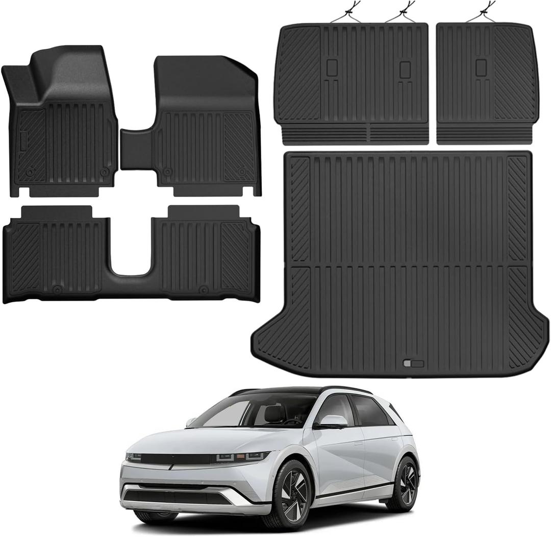 All Weather Floor Mats for 2025 Hyundai Ioniq 5 Movable Console (Limited Models) Floor Mats & Trunk Mat & Backrest Mats for Hyundai Ioniq 5 Accessories Guard Anti-Slip Floor Liner