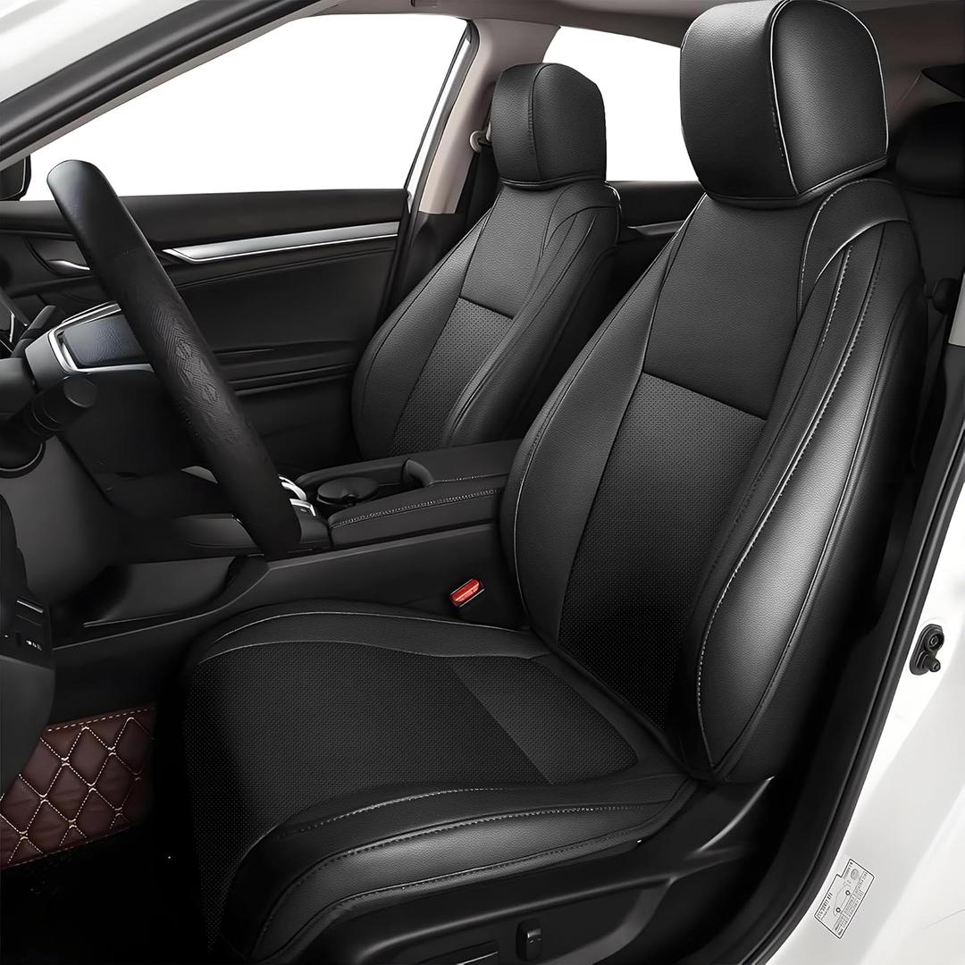 AOMSAZTO Custom Fit Seat Covers for Honda Civic Seat Covers 4DR Sedan Sport 2022 2023 2024&LX 2022-2026 Car Seat Covers Full Set Faux Leather Black
