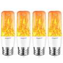 HoogaLife Flame Light Bulbs, E26 Led Light Bulb with Effect of Real Candle Fire Light, 3w Flame Bulb with Upside Down Effect, for Christmas Halloween Home Party Holiday House Room Porch, Set of 4