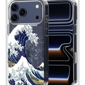 MOSNOVO for iPhone 17 Pro Max Case | Military Grade 6.6ft Drop Tested | Camera Control | Clear with Great Wave Design