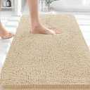 OLANLY Bathroom Rugs 30x18, Extra Soft Absorbent Chenille Bath Rugs, Rubber Backing Quick Dry, Machine Washable Bath Mats for Bathroom Floor, Tub and Shower, Home Decor Accessories, Beige