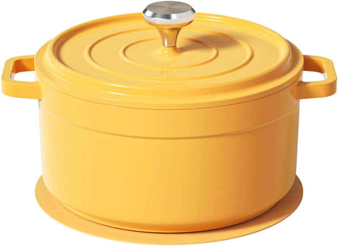 small soup pot with lid,2.6 Quart Granite Casserole Small Soup Pot Pasta Cooking Pot,Dual Handles, Small-Duty Cookware for Braising, Cook soup (Yellow)