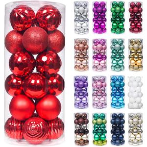XmasExp 60mm/2.36" Christmas Ball Ornaments Shatterproof Christmas Ornaments Set Decorations for Xmas Tree Balls - 24ct (2.36'', Red)