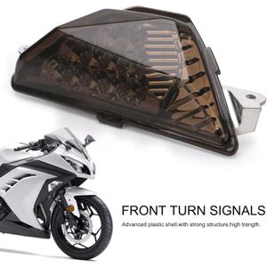 Topteng Motorcycle Front LED Turn Signal Light Lamp fits for KAWASAKI NINJA250 NINJA300 2013-2016, NINJA 400 2018-2021, NINJA 650 2018-2022, NINJA 1000 2017-2021, ZX-6R 2013-2021 (Smoke1) 1 Pack