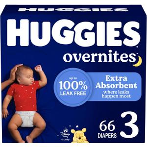 Huggies Overnites Size 3 Overnight Diapers (16-28 lbs), 66 Ct, Packaging May Vary