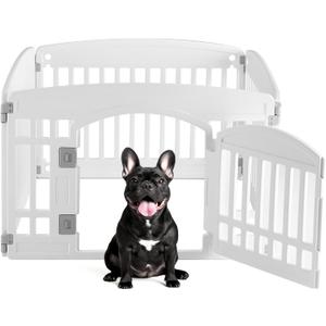 DUMOS Plastic Dog Playpen, 4 Panels 24 Inch Small Pet Fence Play Pen
