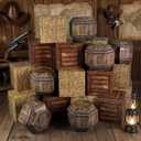 24 Pcs Western Cowboy Party Decorations 11.8 Inches Summer Halloween Hay Bales Boxes Decor Include Wood Grain Barrel Boxes Hay Decoration for Pirate Farmhouse Western Themed Party