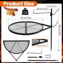 24" Fire Pit Campfire Grill Grate, 24" Foldable Open Fire Cooking Grill Grate Portable Round Camping Cooking Barbecue Rack Heavy-duty, Easy Setup & Adjustable Height for Outdoor Camping BBQ