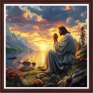 Magxvouy Cross Stitch Kits Stamped Full Range of Embroidery Kits,Cross Stitch Patterns Needlework Kits for Beginners 11CT Printed Kits& Jesus' Prayer 18x18 inch