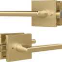 Mega Handles Prime Privacy Lever Door Handle for Hallway, Closet and Bathroom, Keyless Reversible Design Door Levers, Fits All Standard Door Sizes, Covered Screws Included - Satin Brass (1 Pack), 5"