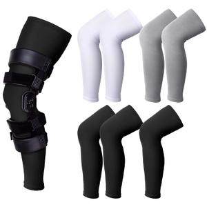 Sosation 8 Pcs Knee Brace Undersleeve Knee Sleeve for Under Brace Closed Patella Compression Breathable Leg Sleeves for Men Women Thigh Shin Support for Sports Protector(X-Large)